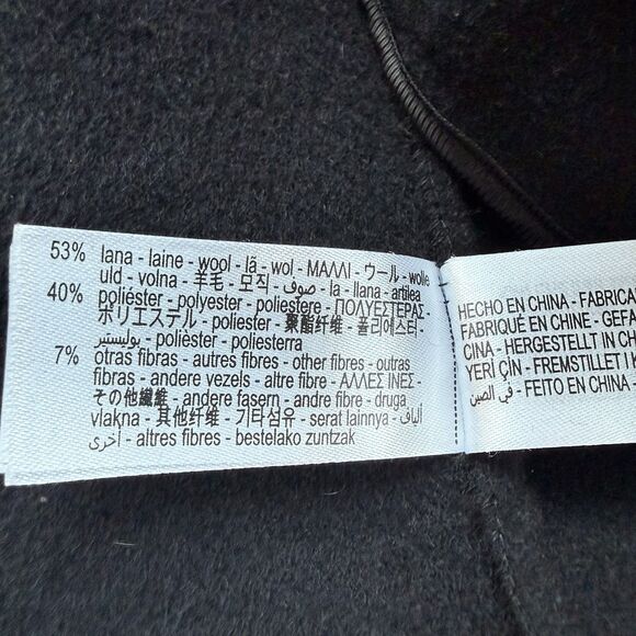 Zara Women's Medium Double Breasted Long Topcoat Peacoat Black Wool Blend - Picture 14 of 16